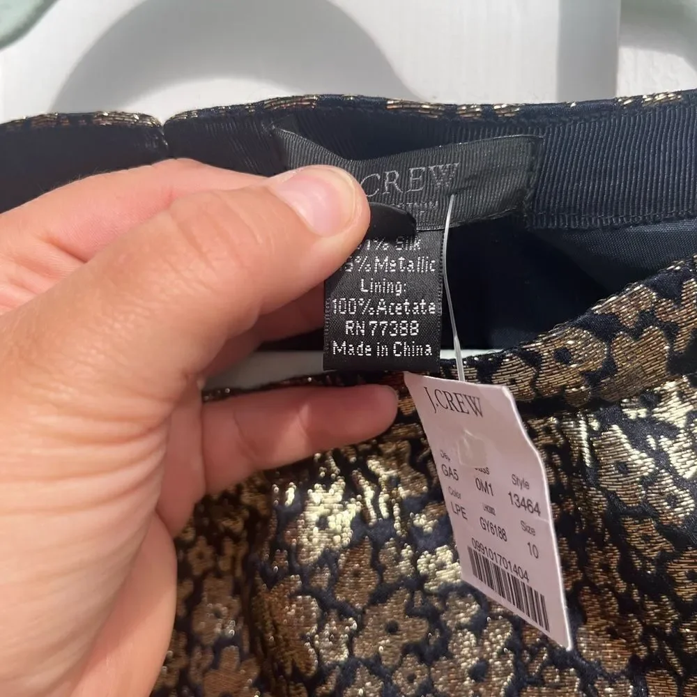 J Crew Collection Marigold Metallic Silk Skirt NWT